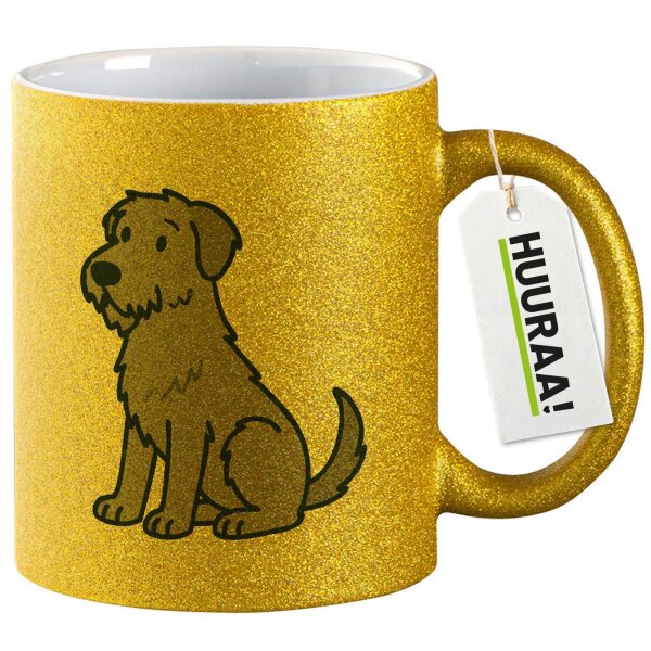 Glitzertasse Irish Wolfhound Comic Wolfi 330ml