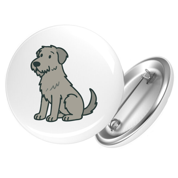 Button Irish Wolfhound Comic Wolfi rund