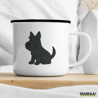 Emaille Tasse Scottish Terrier Comic Scottie 300ml Vintage Emaille Becher