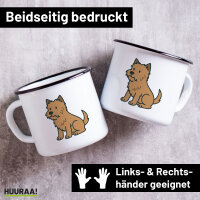 Emaille Tasse Cairn Terrier Comic Cairni 300ml Vintage...