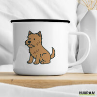 Emaille Tasse Cairn Terrier Comic Cairni 300ml Vintage Emaille Becher