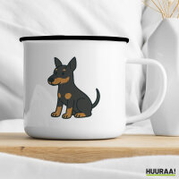 Emaille Tasse Manchester Terrier Comic Manny 300ml Vintage Emaille Becher