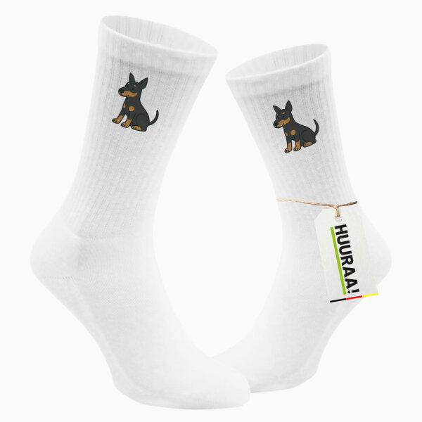 Unisex Socken Manchester Terrier Comic Manny Größe 37/46 White Motiv Tennissocken