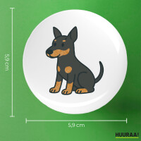 Button Manchester Terrier Comic Manny rund