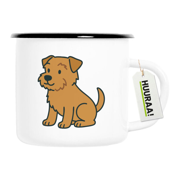 Emaille Tasse Norfolk Terrier Comic Norfi 300ml Vintage Emaille Becher
