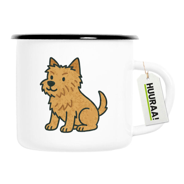 Emaille Tasse Norwich Terrier Comic Nori 300ml Vintage Emaille Becher