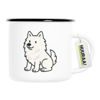 Emaille Tasse American Eskimo Dog Comic Eskie 300ml...