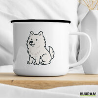 Emaille Tasse American Eskimo Dog Comic Eskie 300ml Vintage Emaille Becher