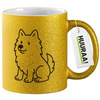 Glitzertasse American Eskimo Dog Comic Eskie 330ml