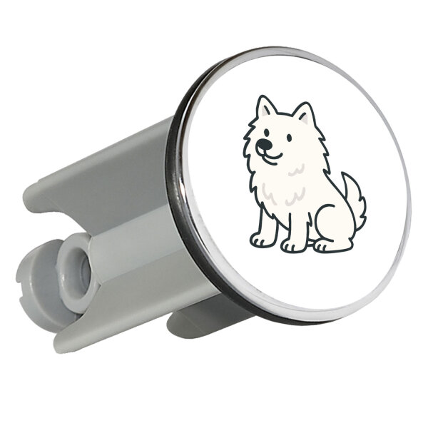 Waschbeckenstöpsel American Eskimo Dog Comic Eskie 4cm Abflussstopfen
