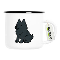 Emaille Tasse Schipperke Comic Schippi 300ml Vintage...
