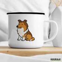 Emaille Tasse Collie Comic Colli 300ml Vintage Emaille Becher