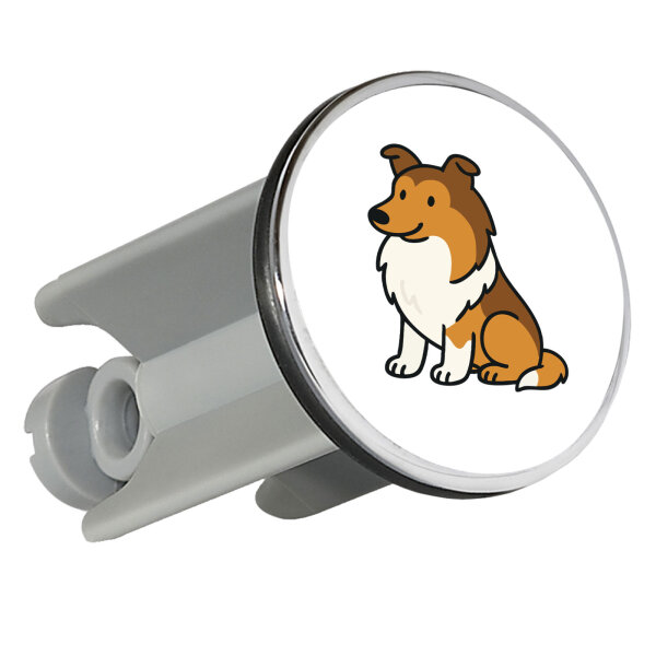 Waschbeckenstöpsel Collie Comic Colli 4cm Abflussstopfen