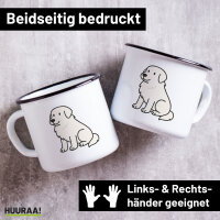 Emaille Tasse Pyrenäenberghund Comic Pyri 300ml...