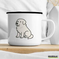 Emaille Tasse Pyrenäenberghund Comic Pyri 300ml Vintage Emaille Becher