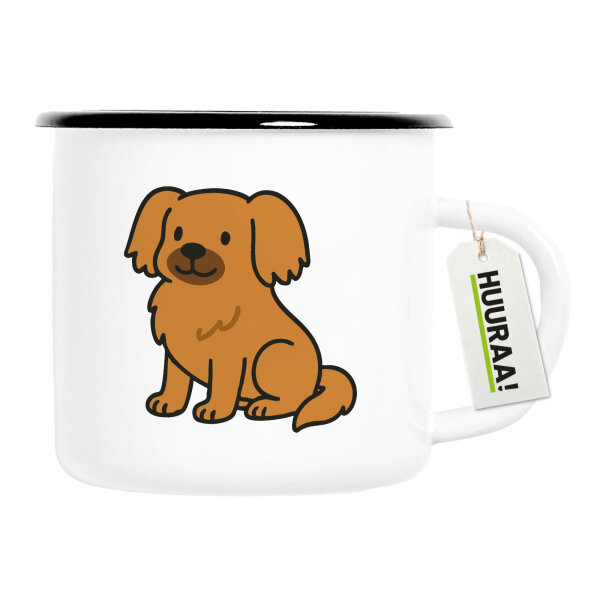 Emaille Tasse Tibet Spaniel Comic Tibbie 300ml Vintage Emaille Becher