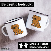 Emaille Tasse Tibet Spaniel Comic Tibbie 300ml Vintage...