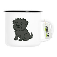 Emaille Tasse Affenpinscher Comic Affi 300ml Vintage...