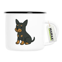 Emaille Tasse Zwergpinscher Comic Zwergi 300ml Vintage...