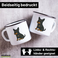 Emaille Tasse Zwergpinscher Comic Zwergi 300ml Vintage...