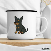 Emaille Tasse Zwergpinscher Comic Zwergi 300ml Vintage Emaille Becher