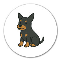 Aufkleber Zwergpinscher Comic Zwergi 10cm rund