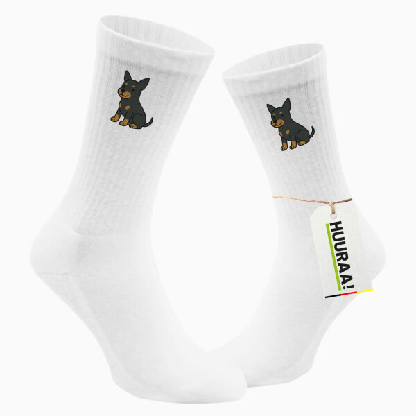 Unisex Socken Zwergpinscher Comic Zwergi Größe 37/46 White Motiv Tennissocken