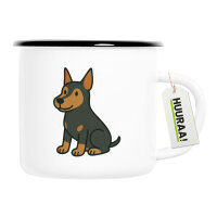 Emaille Tasse Pinscher Comic Pinschi 300ml Vintage...