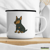 Emaille Tasse Pinscher Comic Pinschi 300ml Vintage Emaille Becher