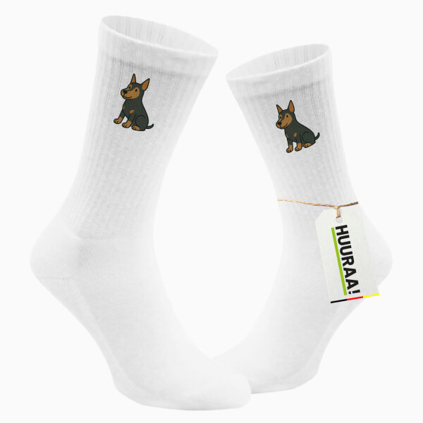 Unisex Socken Pinscher Comic Pinschi Größe 37/46 White Motiv Tennissocken