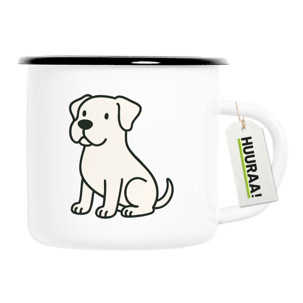 Emaille Tasse Dogo Argentino Comic Dogo 300ml Vintage Emaille Becher