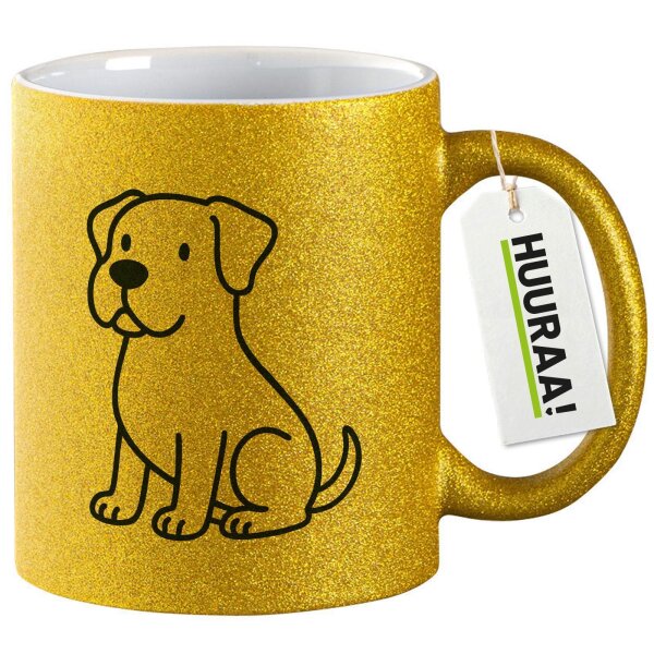 Glitzertasse Dogo Argentino Comic Dogo 330ml