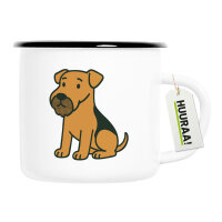 Emaille Tasse Airedale Terrier Comic Dale 300ml Vintage...