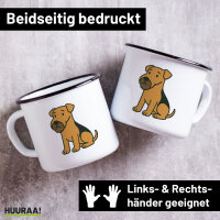 Emaille Tasse Airedale Terrier Comic Dale 300ml Vintage...