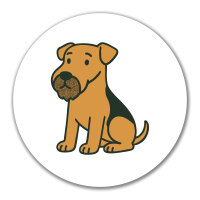 Aufkleber Airedale Terrier Comic Dale 10cm rund
