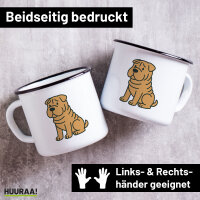Emaille Tasse Shar Pei Comic PeiPei 300ml Vintage Emaille...