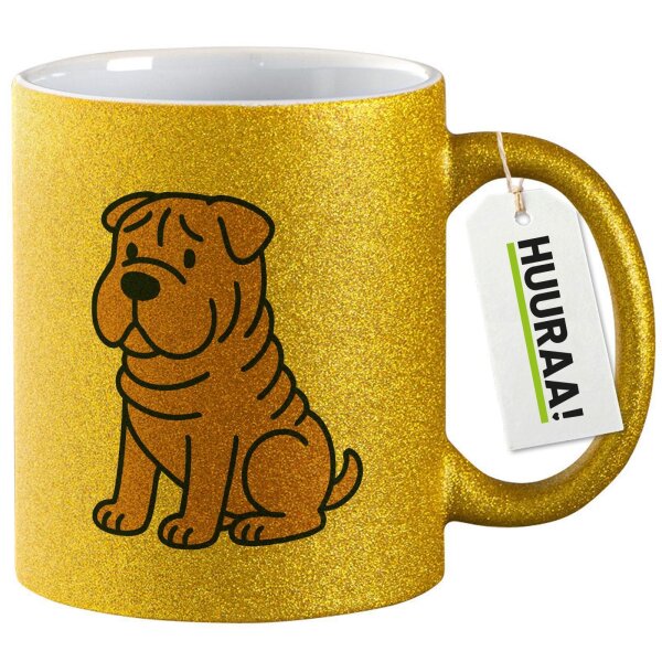 Glitzertasse Shar Pei Comic PeiPei 330ml