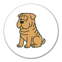 Aufkleber Shar Pei Comic PeiPei 10cm rund