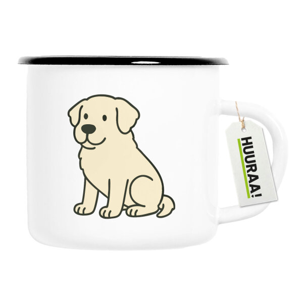 Emaille Tasse Kuvasz Comic Kuvi 300ml Vintage Emaille Becher