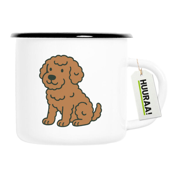 Emaille Tasse Lagotto Romagnolo Comic Lagotti 300ml Vintage Emaille Becher