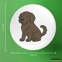Button Portugiesischer Wasserhund Comic Porti rund