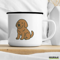 Emaille Tasse Labradoodle Comic Labradoo 300ml Vintage Emaille Becher