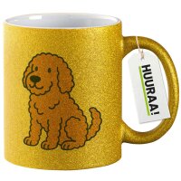 Glitzertasse Goldendoodle Comic Goldiepoo 330ml