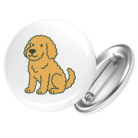 Button Goldendoodle Comic Goldiepoo rund