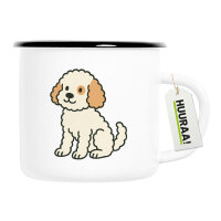 Emaille Tasse Cavapoo Comic Caviepoo 300ml Vintage...
