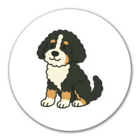 Aufkleber Bernedoodle Comic Berniepoo 10cm rund