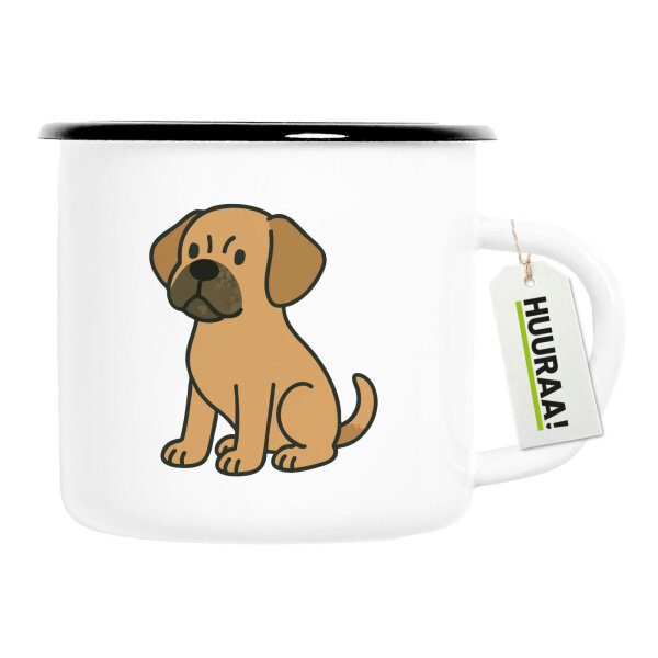 Emaille Tasse Puggle Comic Puggy 300ml Vintage Emaille Becher
