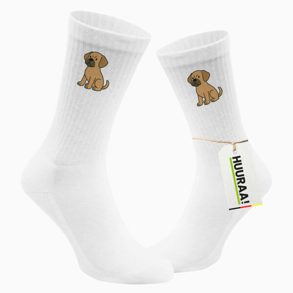 Unisex Socken Puggle Comic Puggy Größe 37/46 White Motiv Tennissocken