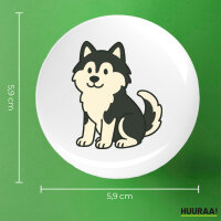Button Pomsky Comic PomPom rund