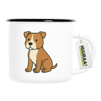 Emaille Tasse American Pit Bull Terrier Comic Pitty 300ml...